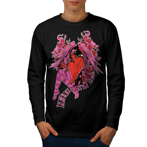 Cartoon Love Girl Fly Mens Long Sleeve T-Shirt