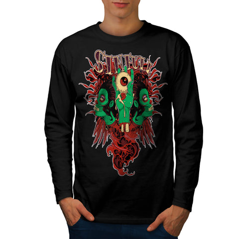 Sinful Monster Head Mens Long Sleeve T-Shirt
