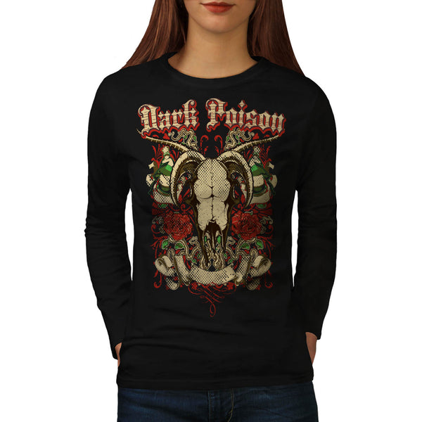 Dark Poison Goat Head Womens Long Sleeve T-Shirt