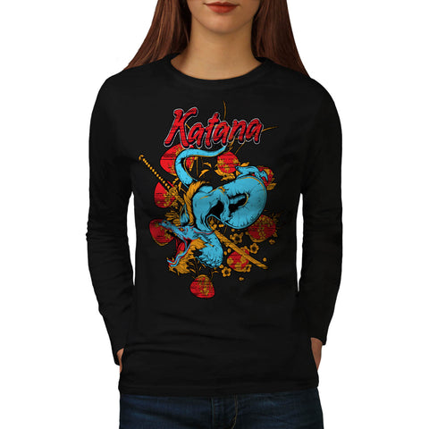 Katana Dragon Slayer Womens Long Sleeve T-Shirt