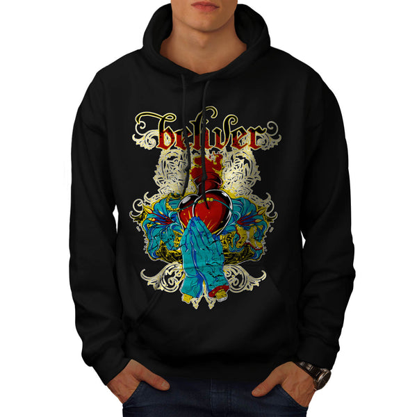Believer Love Heart Mens Hoodie