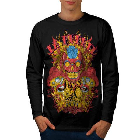 Muerte Lust Skull Hat Mens Long Sleeve T-Shirt