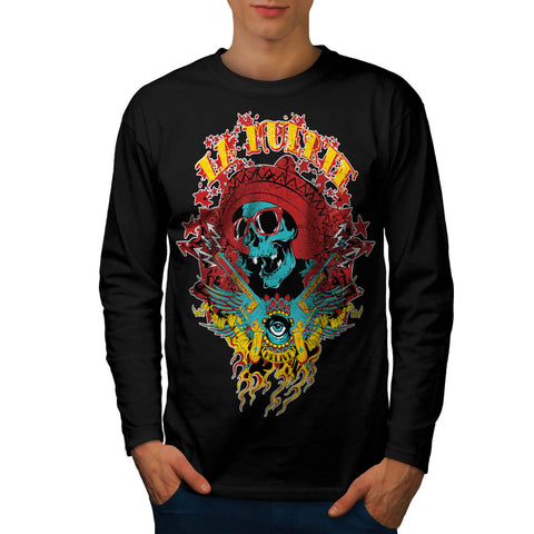 Mexico Skull Gun Life Mens Long Sleeve T-Shirt