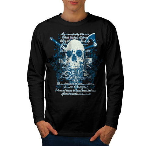Death Skull Script Mens Long Sleeve T-Shirt