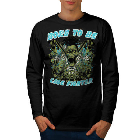 Born Cage Fighter USA Mens Long Sleeve T-Shirt