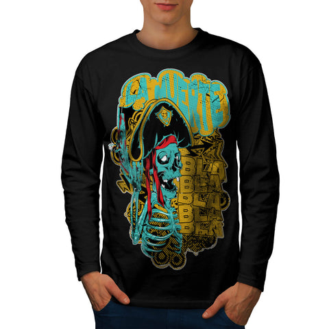Pirate Skull Ghost Mens Long Sleeve T-Shirt