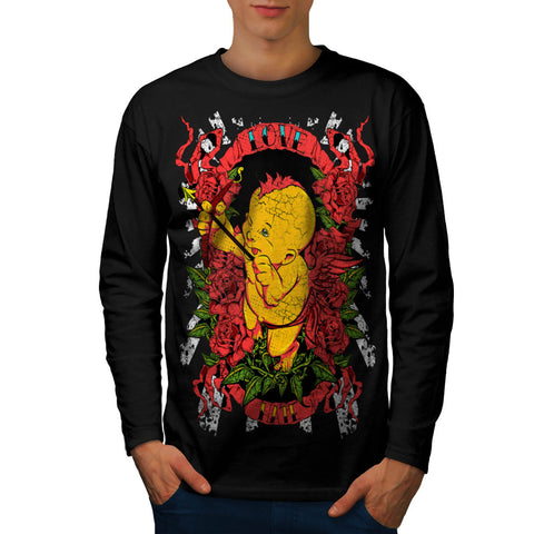 Love Hate Cupid Baby Mens Long Sleeve T-Shirt