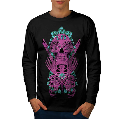 RIP Graveyard Skull Mens Long Sleeve T-Shirt