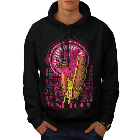 Junk Food Hot Dog Pig Mens Hoodie