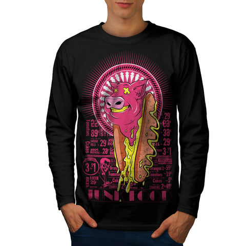 Junk Food Hot Dog Pig Mens Long Sleeve T-Shirt