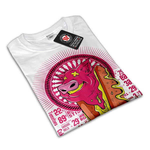 Junk Food Hot Dog Pig Womens T-Shirt