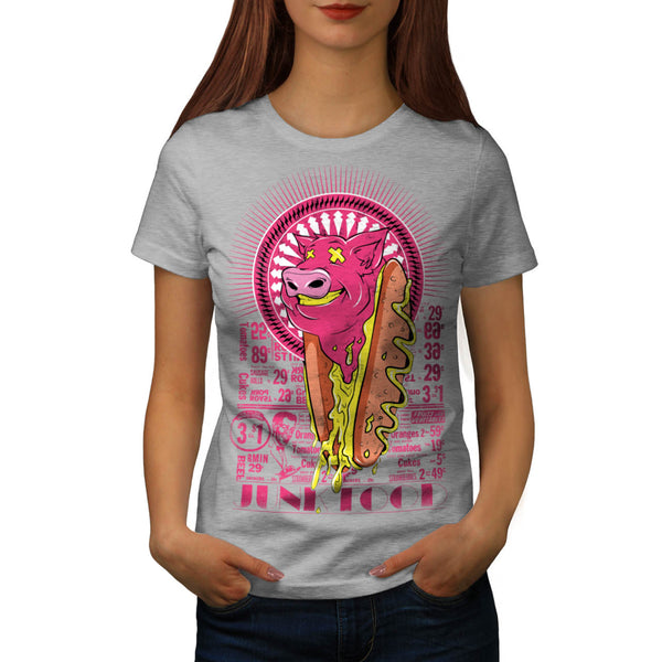 Junk Food Hot Dog Pig Womens T-Shirt