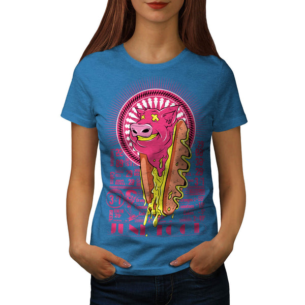 Junk Food Hot Dog Pig Womens T-Shirt