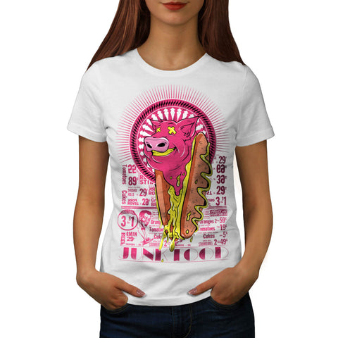 Junk Food Hot Dog Pig Womens T-Shirt