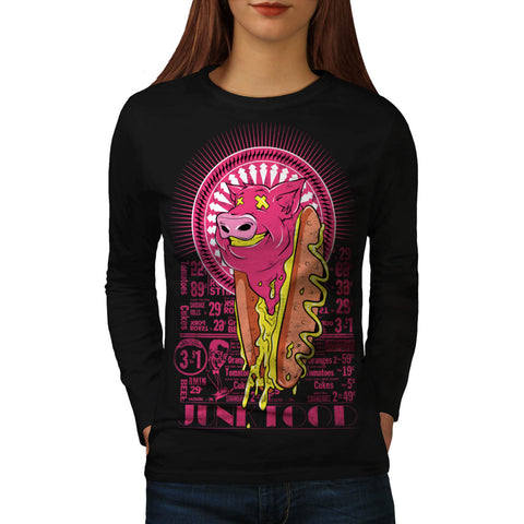 Junk Food Hot Dog Pig Womens Long Sleeve T-Shirt