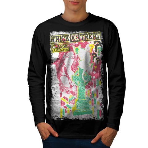 Trick Or Treat Cat Mens Long Sleeve T-Shirt