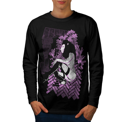 Tease Queen Lion Mask Mens Long Sleeve T-Shirt