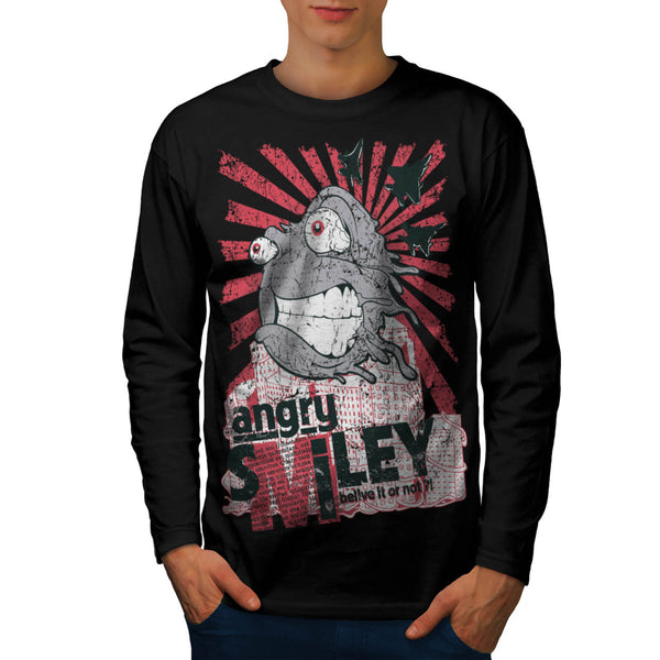 Angry Face Smiley Mens Long Sleeve T-Shirt