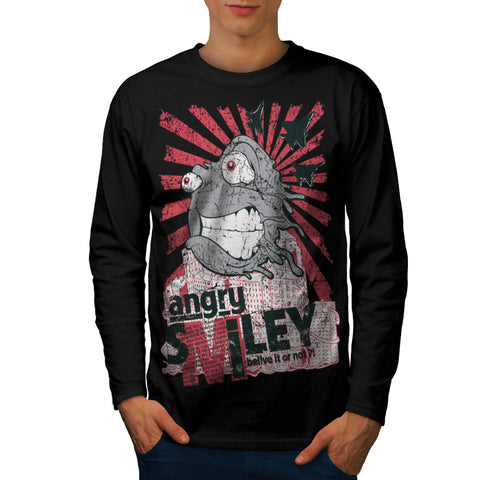 Angry Face Smiley Mens Long Sleeve T-Shirt