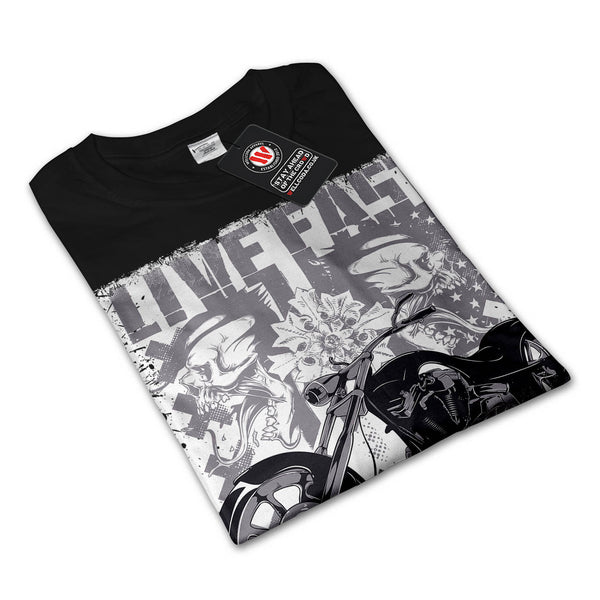 Live Fast Biker Skull Mens Long Sleeve T-Shirt