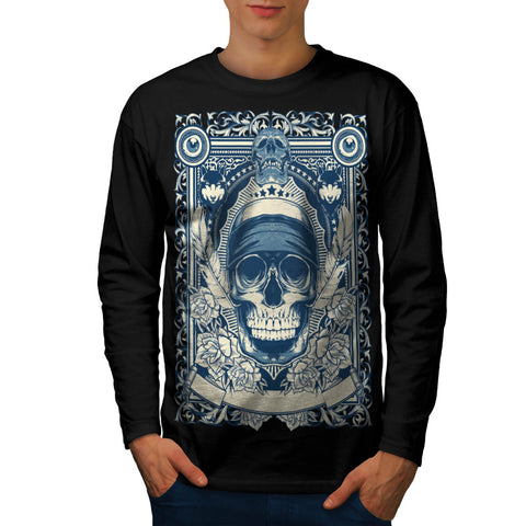 Skull Gangster Head Mens Long Sleeve T-Shirt