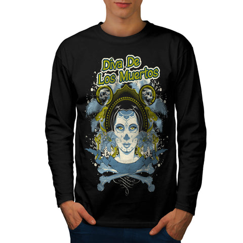 Diva Of The Dead Face Mens Long Sleeve T-Shirt