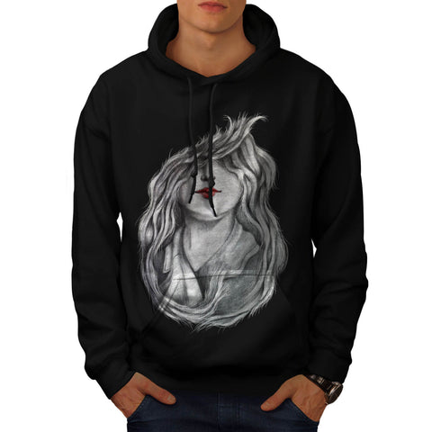 Woman Red LIp Beauty Mens Hoodie