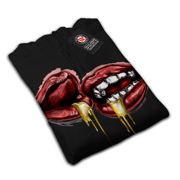 Red Lip Golden Kiss Mens Hoodie