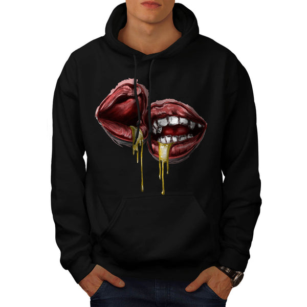 Red Lip Golden Kiss Mens Hoodie