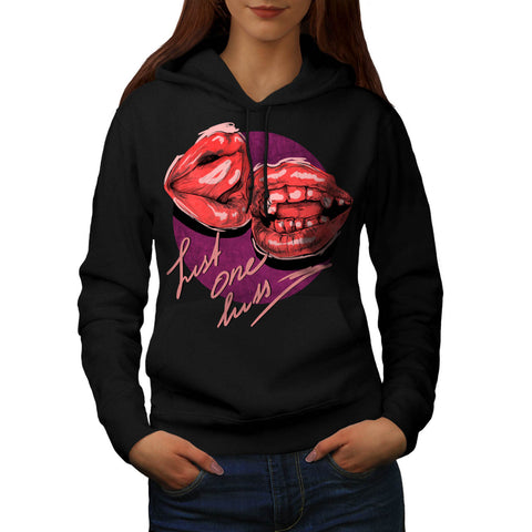 Just One Kiss Red Lip Womens Hoodie