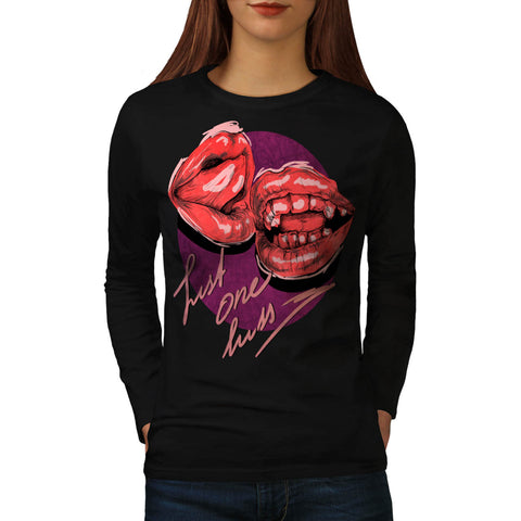 Just One Kiss Red Lip Womens Long Sleeve T-Shirt