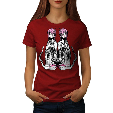 Japanese Girl Brush Womens T-Shirt