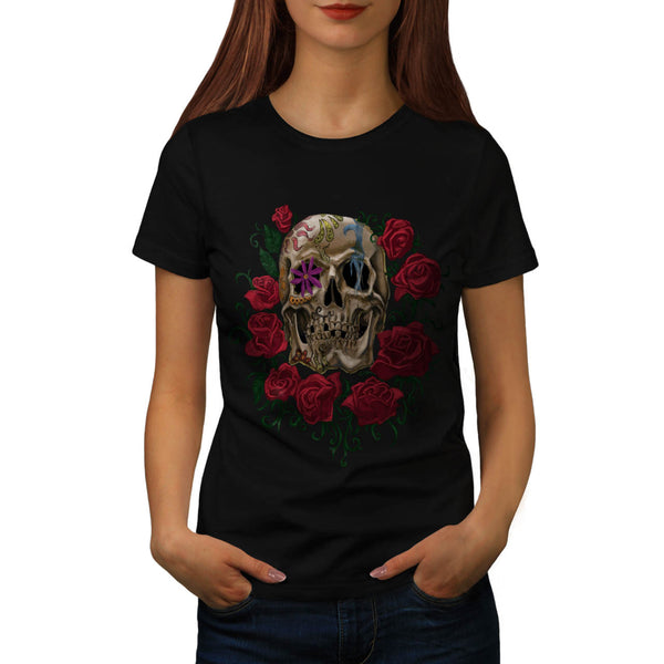 Skeleton Flower Bloom Womens T-Shirt