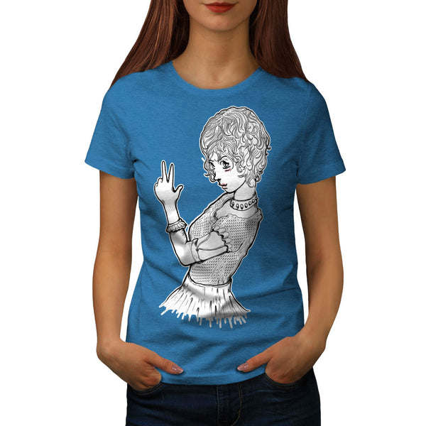 Anime Peace Sign Girl Womens T-Shirt