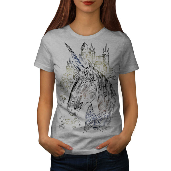 Unicorn Head Castle Womens T-Shirt