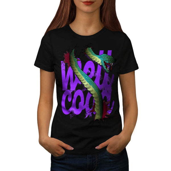 Wellcoda Snake Attack Womens T-Shirt