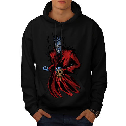 Zombie Man Skull Fire Mens Hoodie