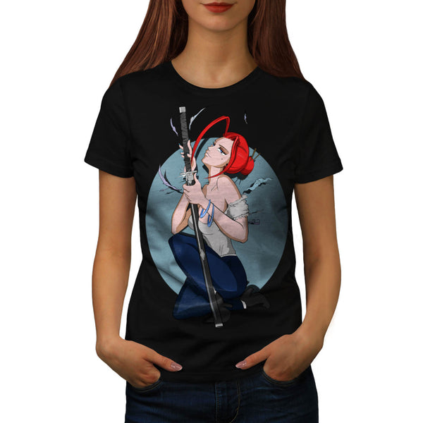 Anime Samurai Girl Womens T-Shirt