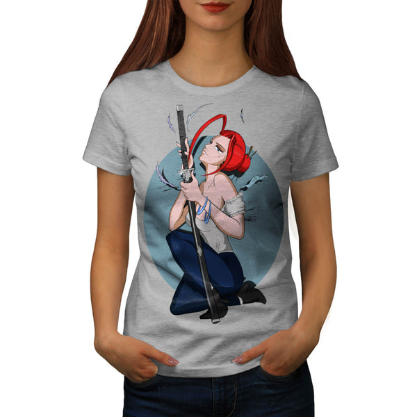 Anime Samurai Girl Womens T-Shirt