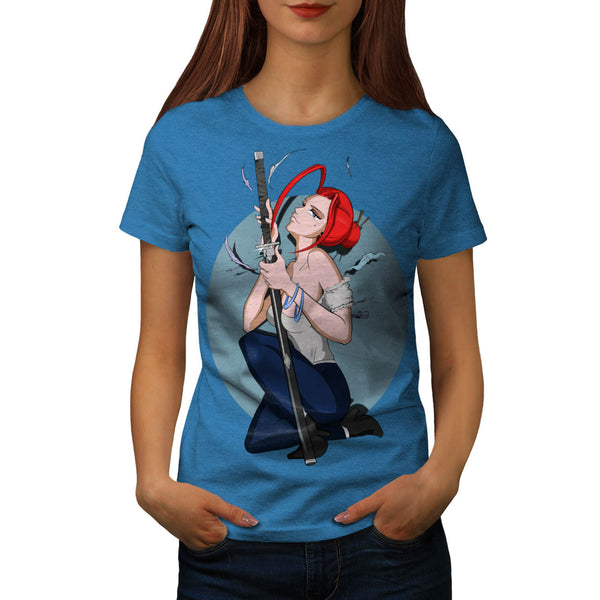 Anime Samurai Girl Womens T-Shirt