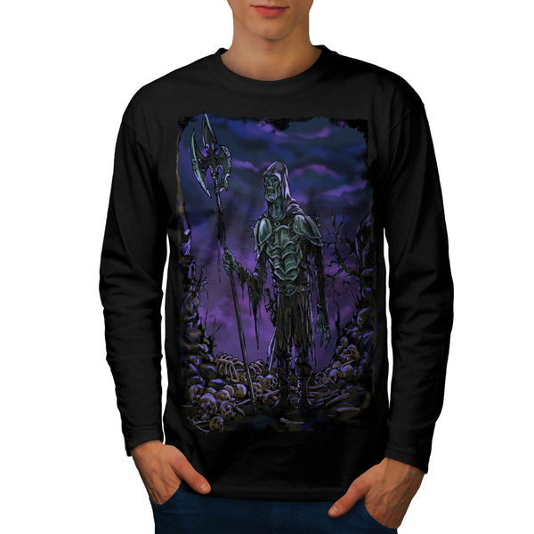 Zombie Skull Warrior Mens Long Sleeve T-Shirt