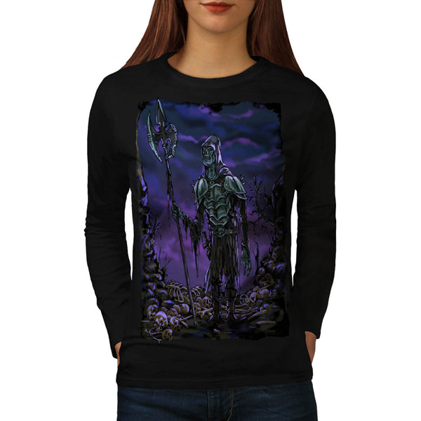 Zombie Skull Warrior Womens Long Sleeve T-Shirt