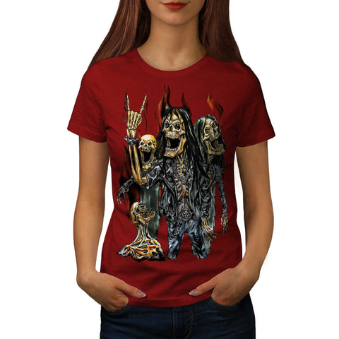 Skeleton Rock Band Womens T-Shirt