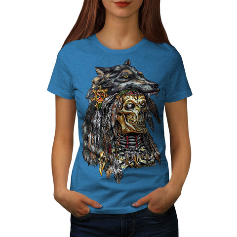 Indian Skeleton Wolf Womens T-Shirt