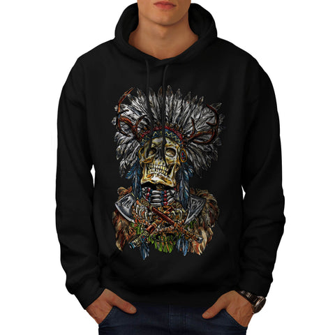 Indian Skull Skeleton Mens Hoodie