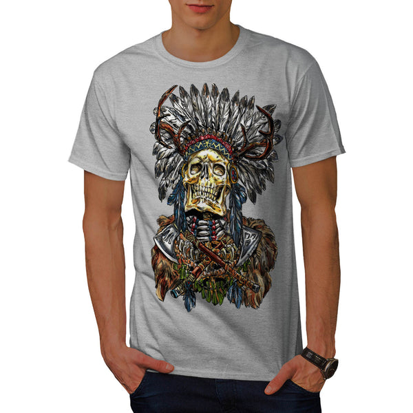 Indian Skull Skeleton Mens T-Shirt
