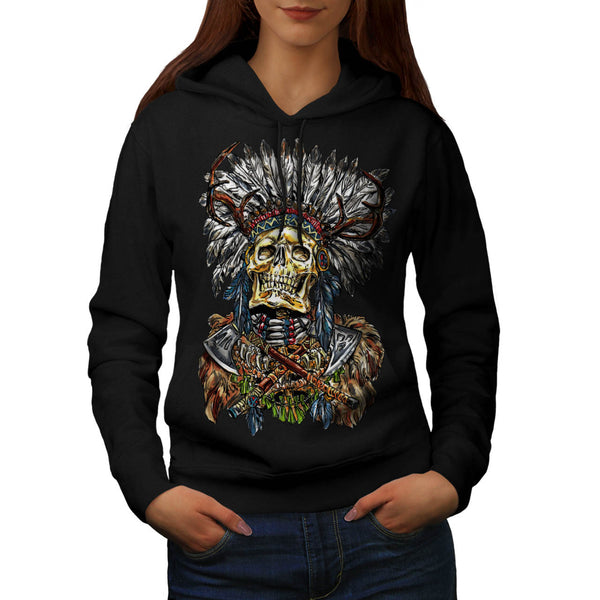 Indian Skull Skeleton Womens Hoodie