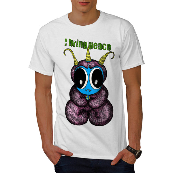 Friendly Alien Peace Mens T-Shirt
