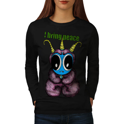 Friendly Alien Peace Womens Long Sleeve T-Shirt