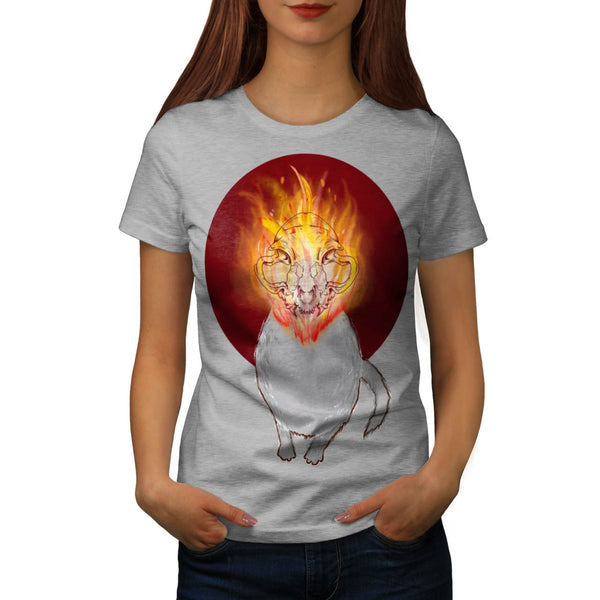 Cat Skeleton Burning Womens T-Shirt